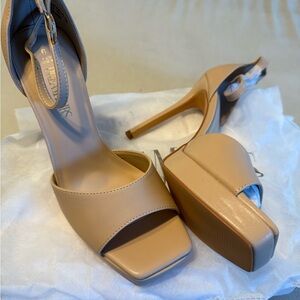 Dream Pairs Tan Open-Toe Heels